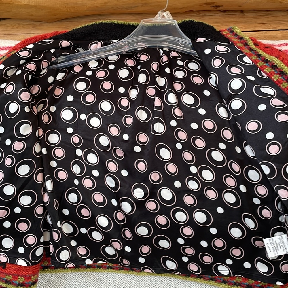 Handcrafted Red Wool Jacket with Multicolor Accents - Picture 9 of 12